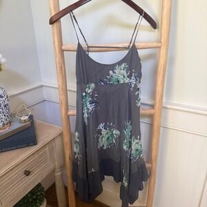 Free People Faded Bloom Floral Handkerchief Hem Mini Dress XS Rose Slip